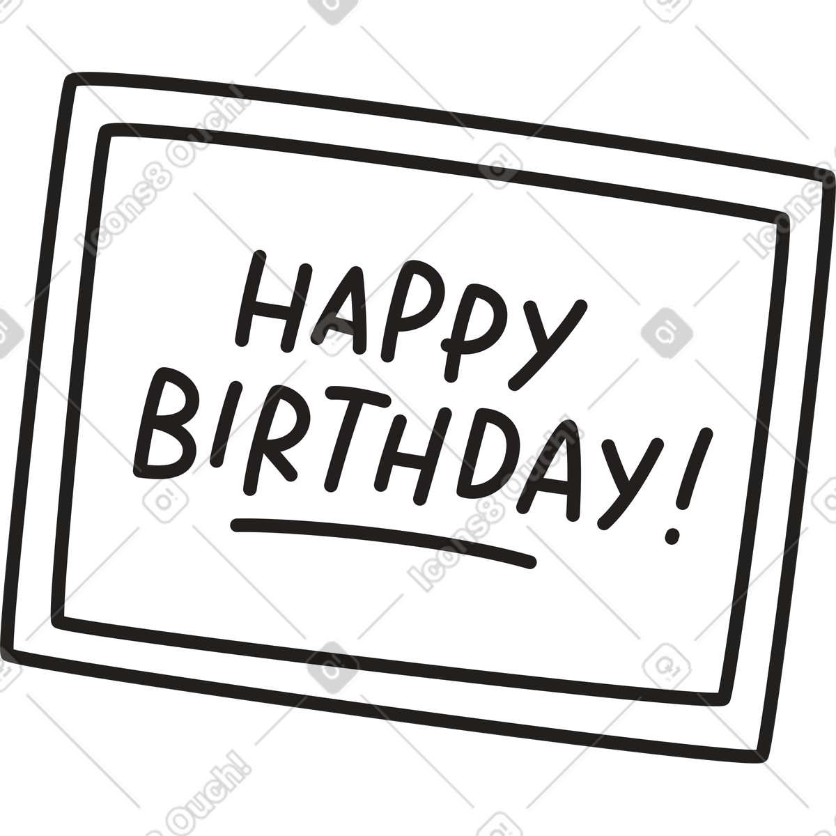 Testo buon compleanno lettering nella cornice illustrazione in stile Little scarica in PNG, SVG