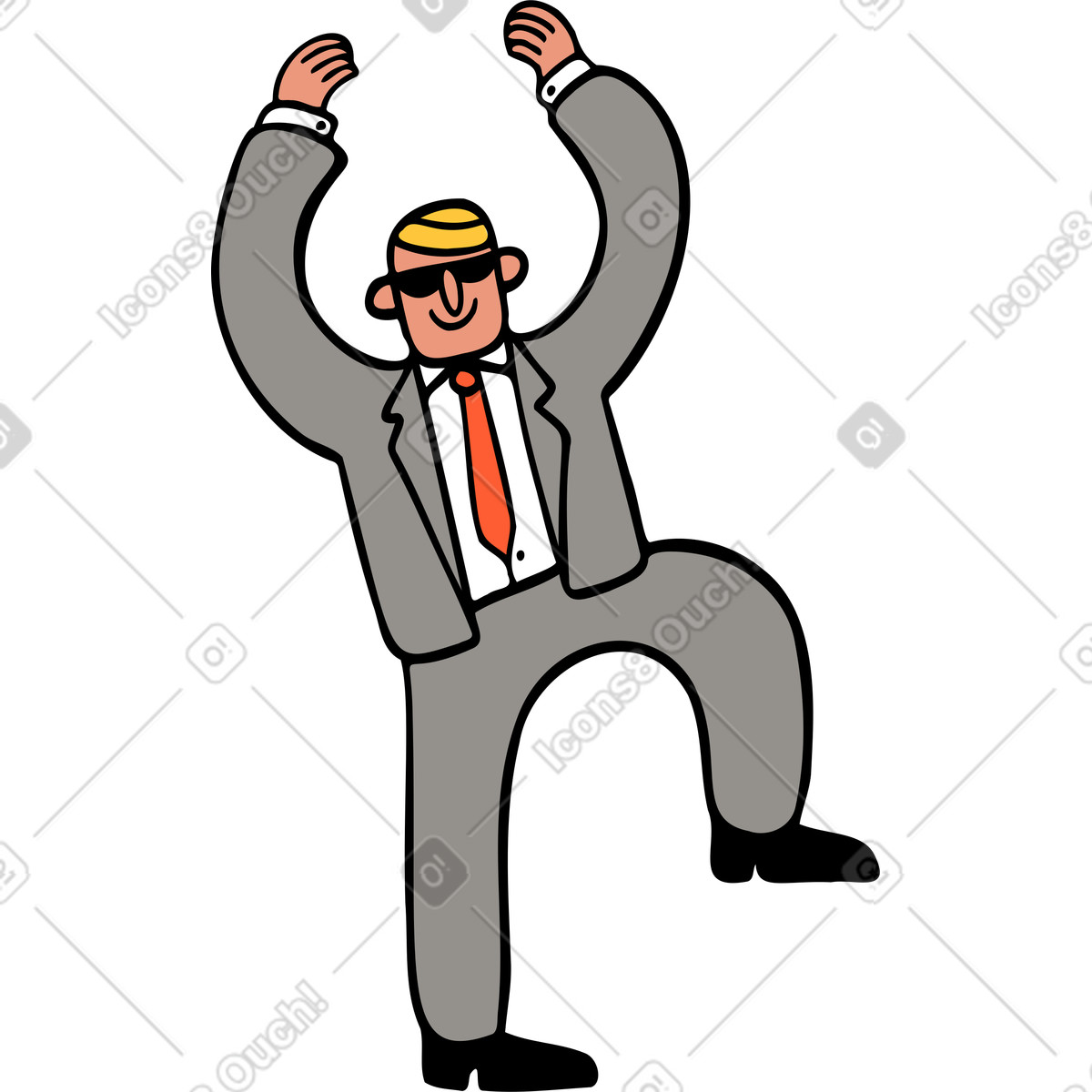 Ilustración Hombre de negocios en pose victoriosa estilo Comic a descargar PNG y SVG