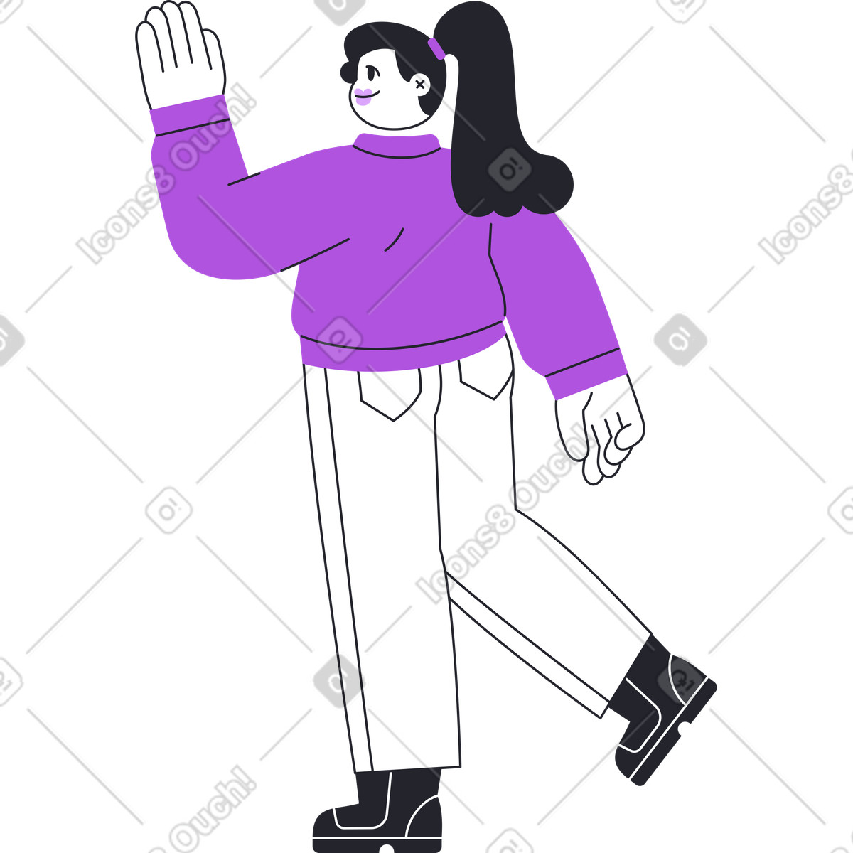 Illustration Femme donne un high five dans le style Grapy à télécharger aux formats PNG, SVG