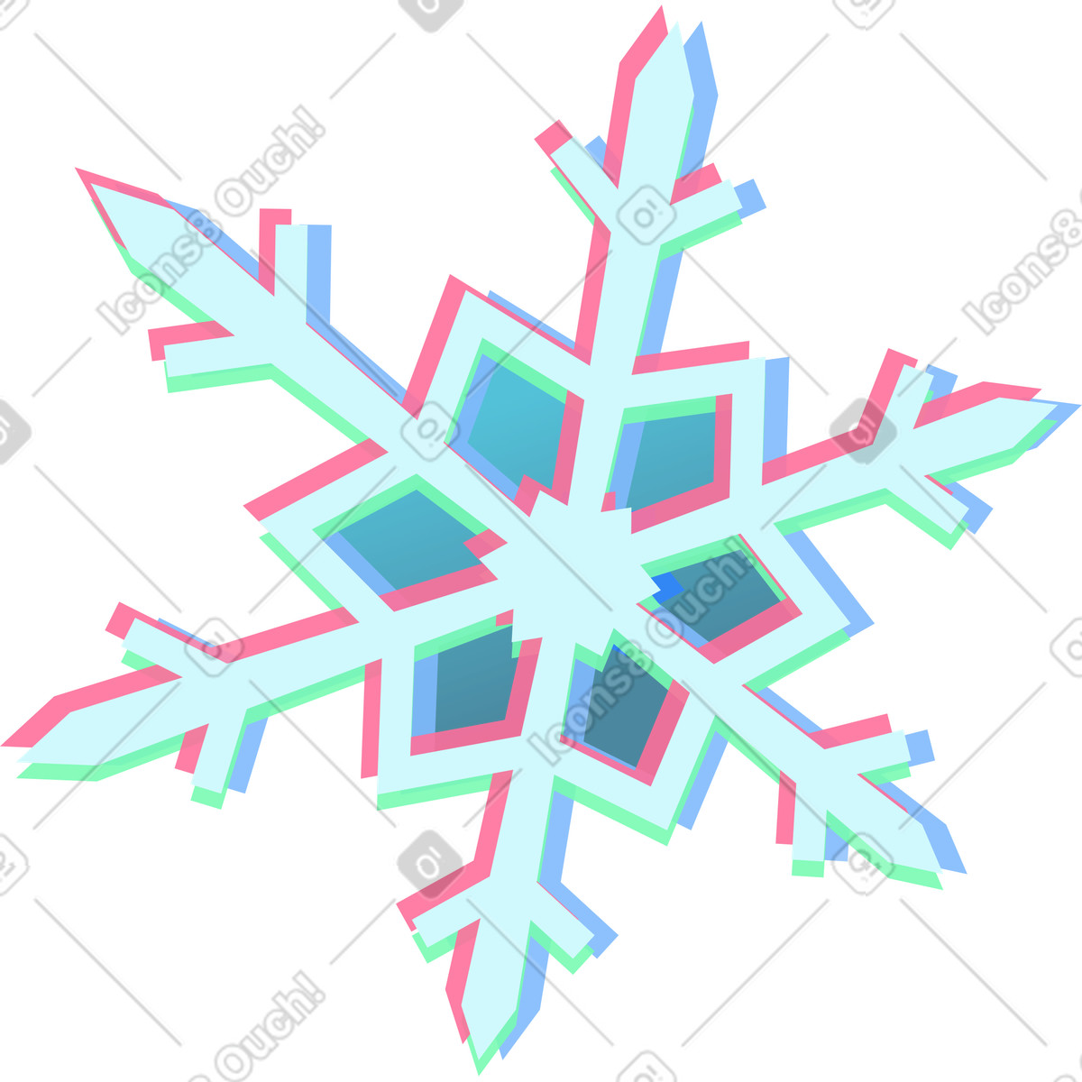 Fiocco di neve illustrazione in stile Neon scarica in PNG, SVG