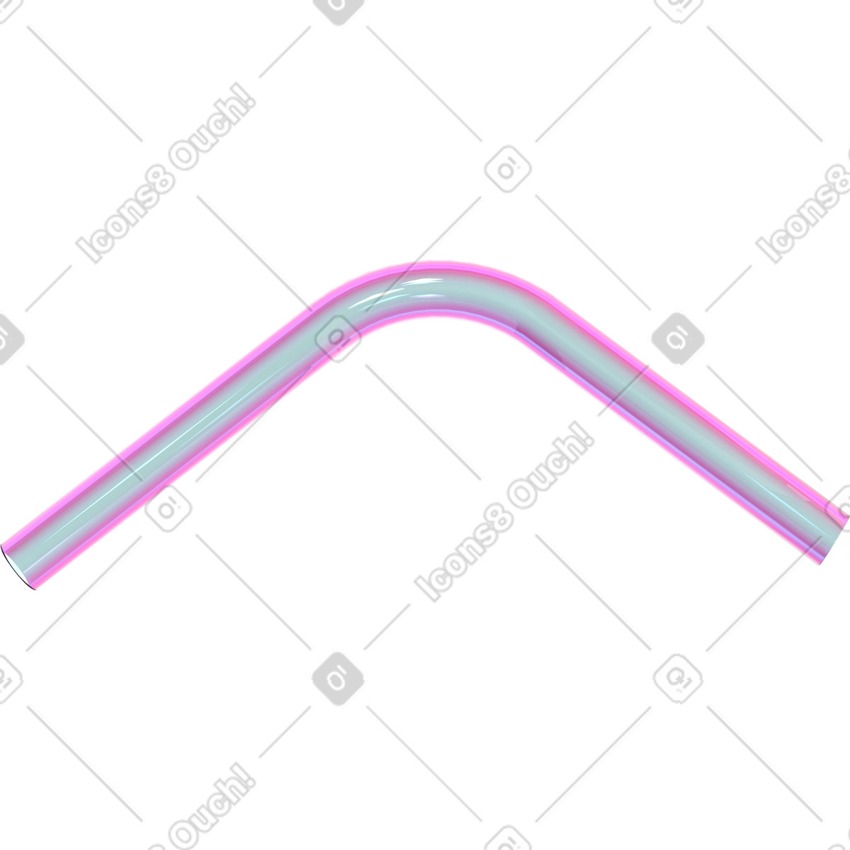 구부러진 유리관 illustration in 3D Glassy style download in PNG, SVG