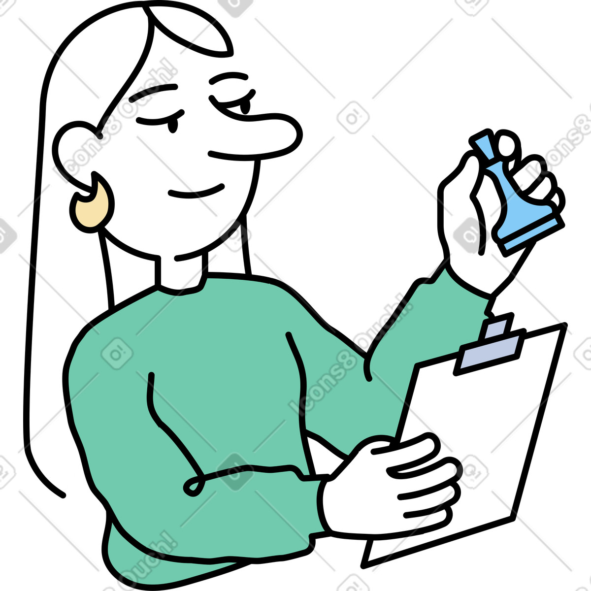 Donna che pensa a una strategia illustrazione in stile Notes scarica in PNG, SVG