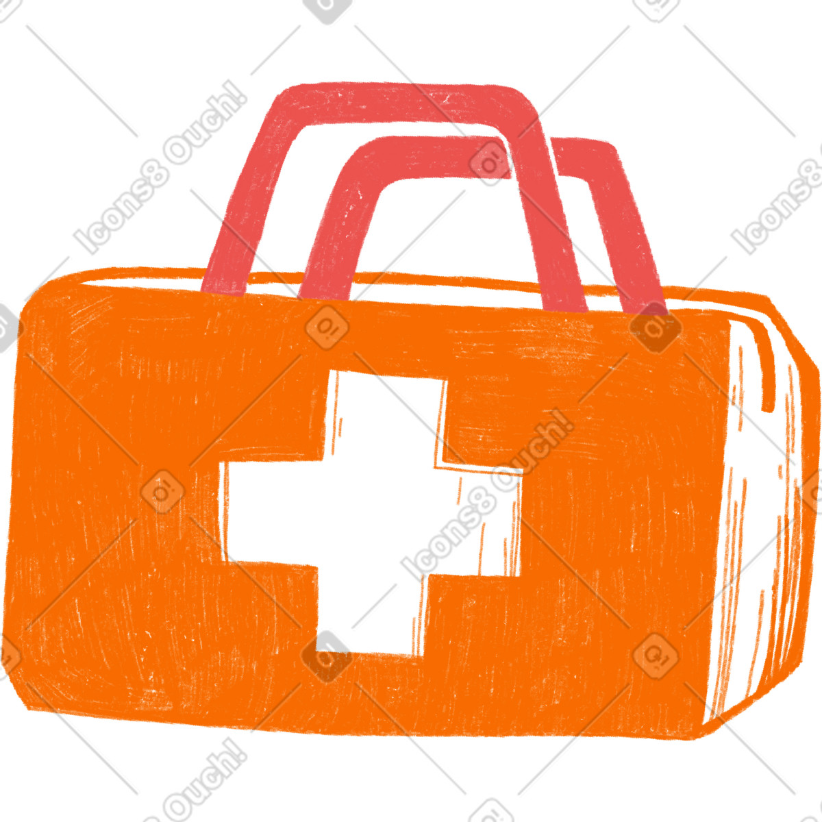 Orange medical bag illustration in Biro style download in PNG, SVG