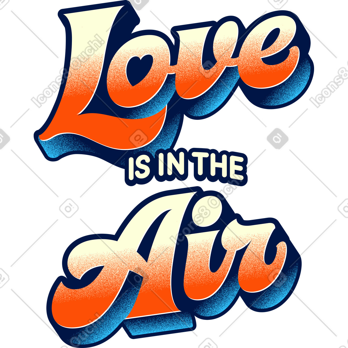 Ilustração de Orange lettering love is in the air text em no estilo para baixar em PNG, SVG