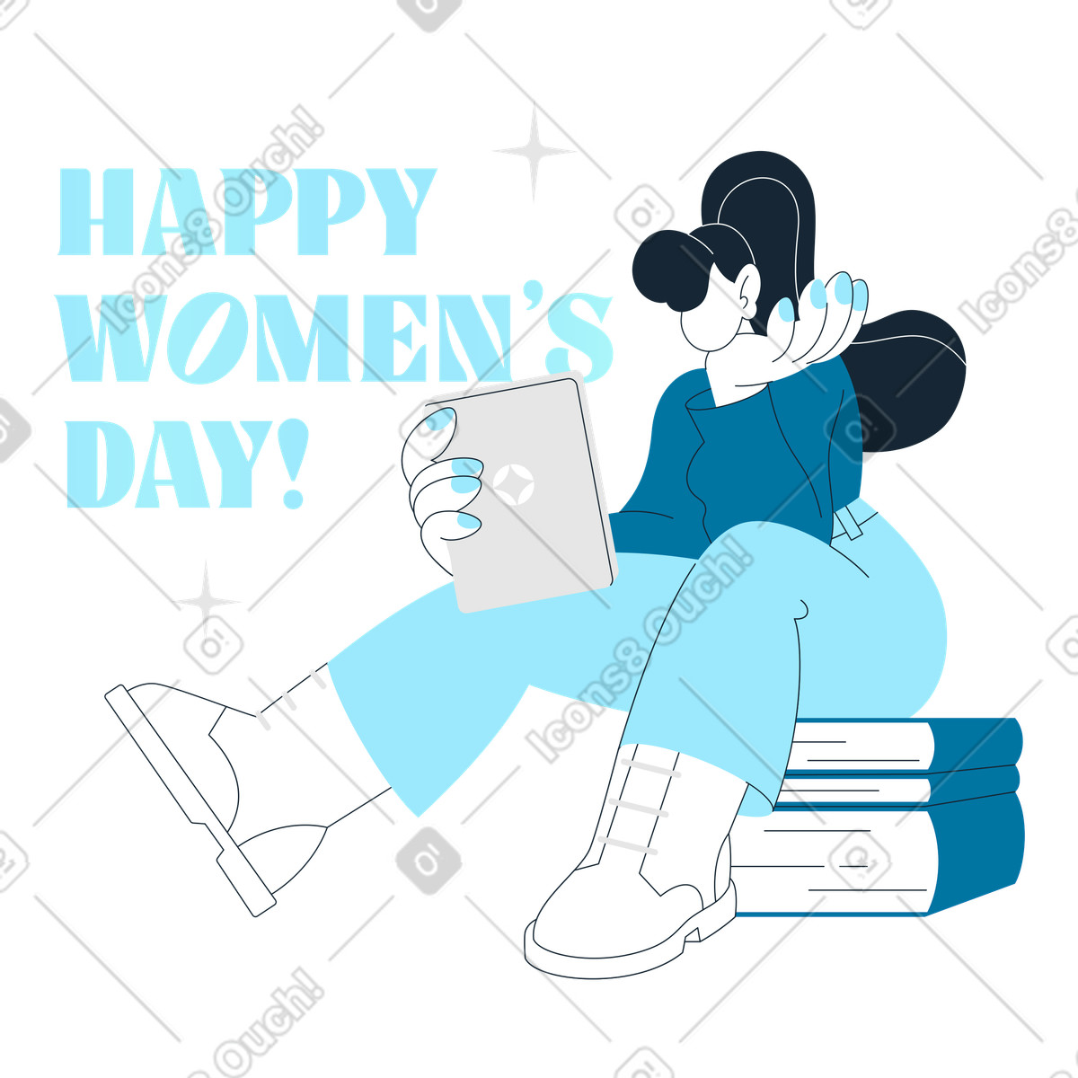 Ilustración Women's Day digital card, empowerment celebration en estilo Indigo a descargar en PNG y SVG