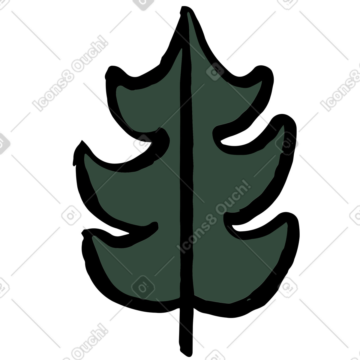 Dark green tree illustration in Scandi style download in PNG, SVG