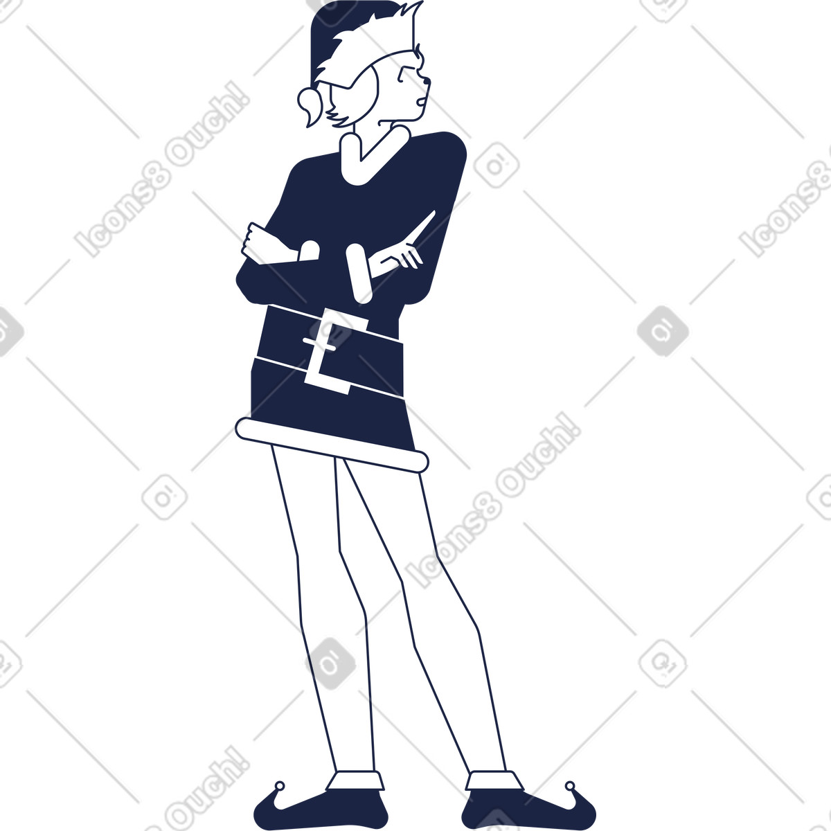 Christmas character-Illustration im Urban Line-Stil als Download in PNG, SVG