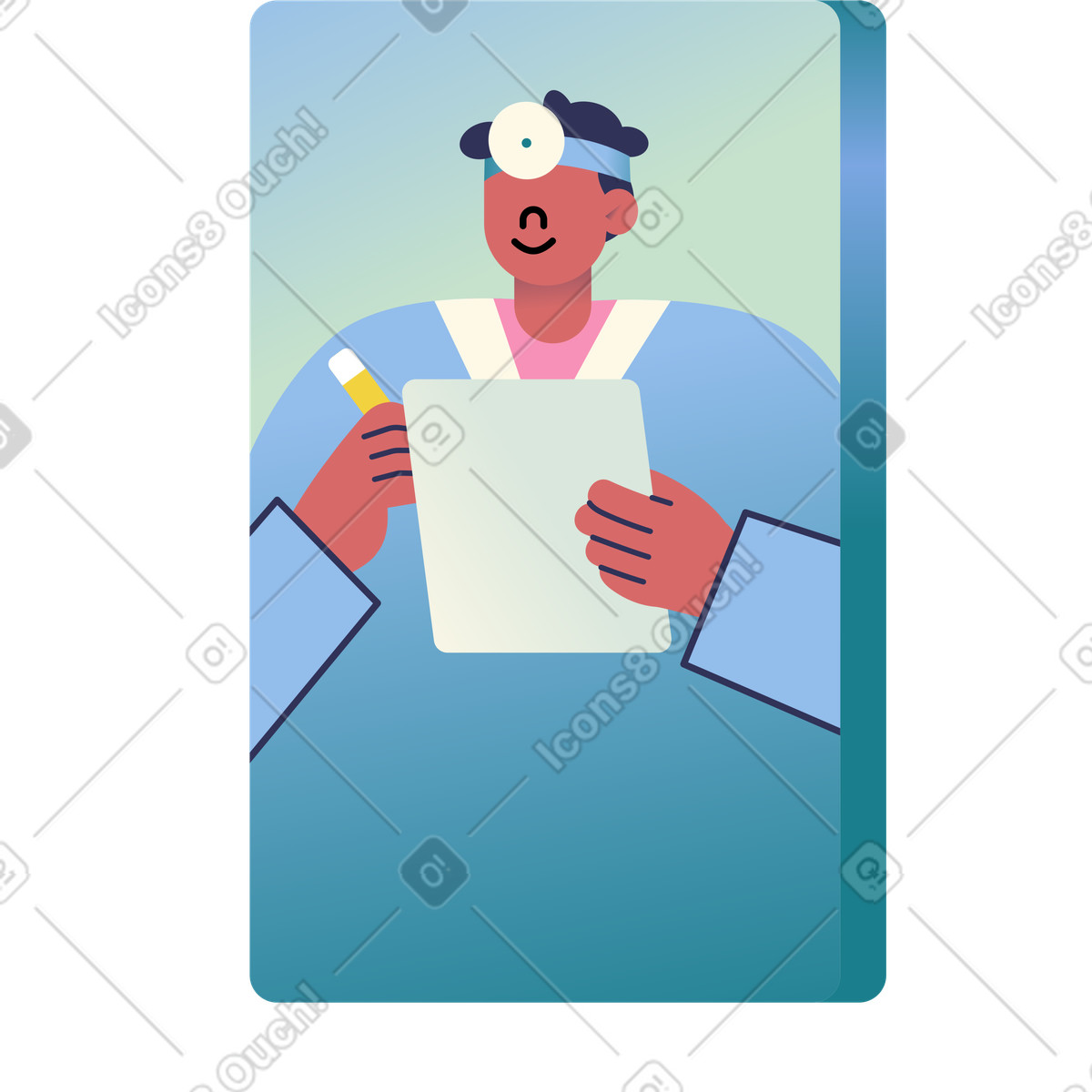 Medico online con tablet e penna illustrazione animata in stile Beam scaricabile in GIF, Lottie (JSON), AE