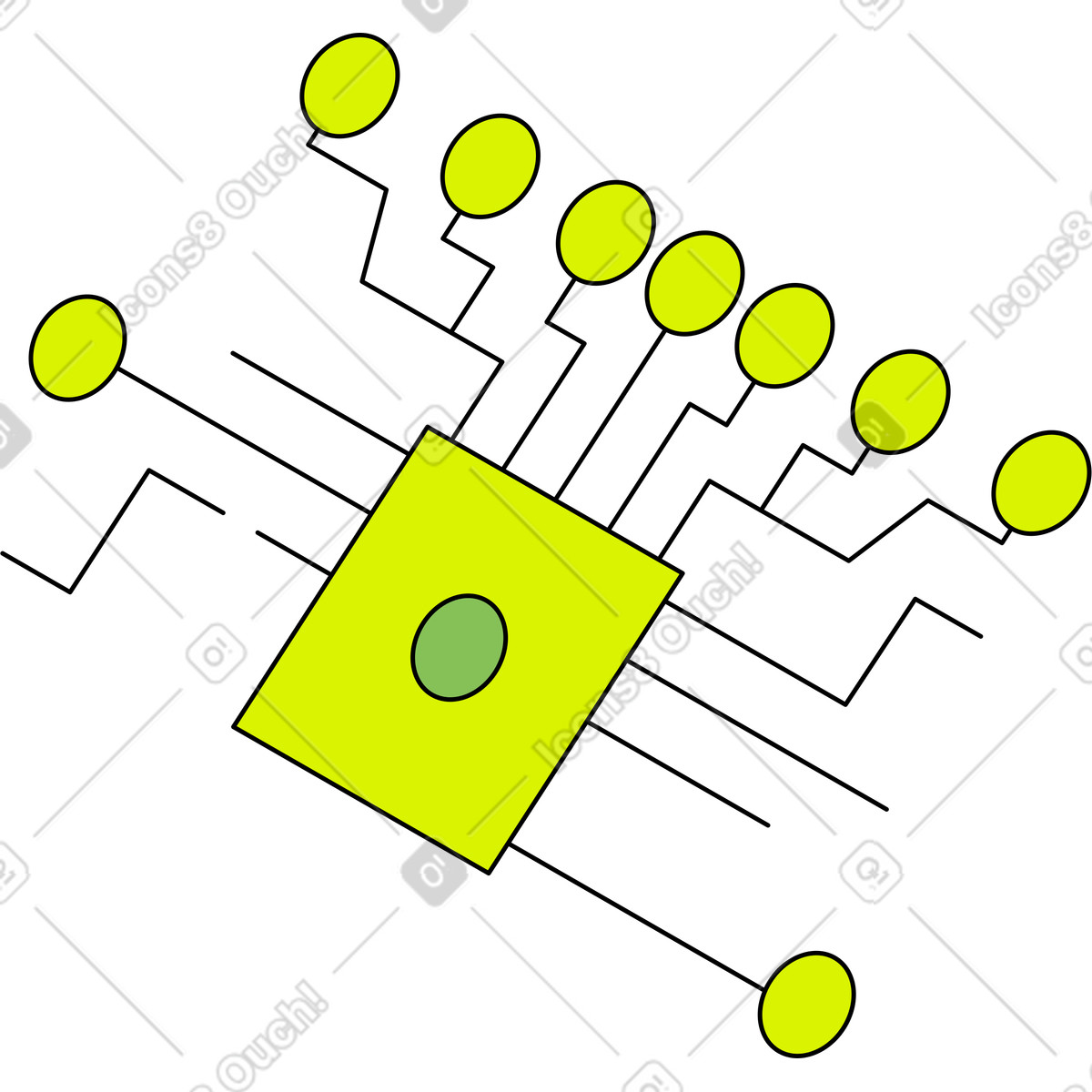 Draft of a computer chip illustration in Isometric style download in PNG, SVG
