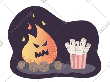 Scary halloween stories around campfire PNG, SVG