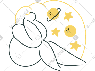 Woman looking at planets and stars PNG, SVG