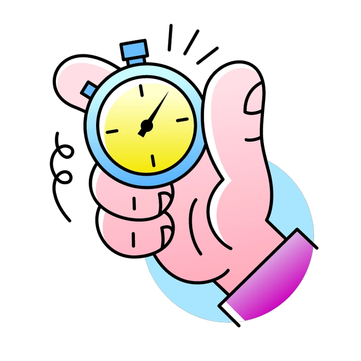 A hand holding a stopwatch - Pocus style illustration