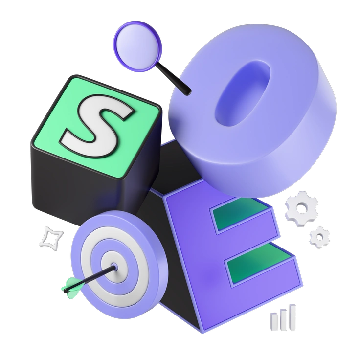 Colorful coding symbols and text elements - 3D Incut style illustration