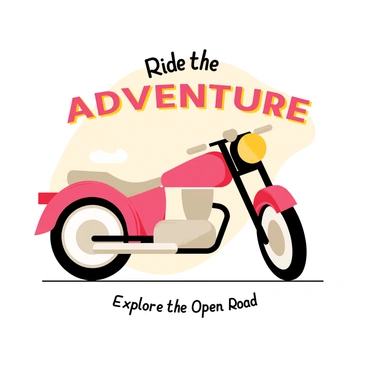 A retro-style poster featuring a sleek red moto-bike positioned at an angle on the left side. The bike has chrome details and white wall tires. The background is a soft yellow with abstract geometric shapes in muted tones. Bold typography in a vintage font displays the phrase "Ride the Adventure" at the top in large, eye-catching letters. Below the bike, there is a smaller text that reads "Explore the Open Road" in a contrasting dark color.