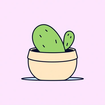 A minimalist cactus in a small pot against a solid color backdrop