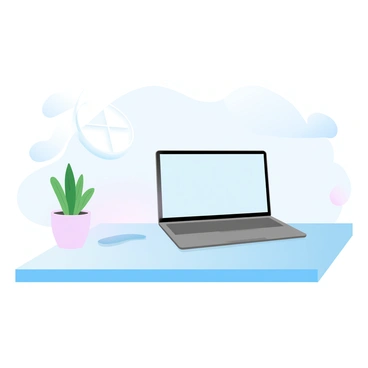 A minimalist workspace featuring a clean desk with a laptop and a single plant.