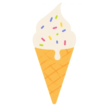 A delicious cone of coconut ice cream with sprinkles on top