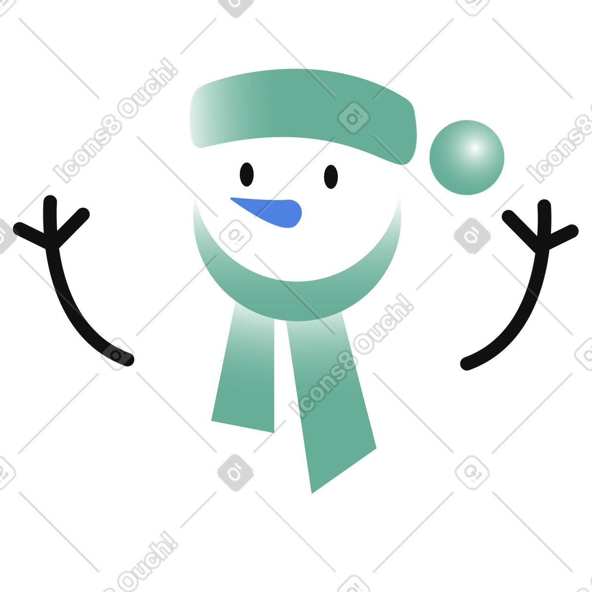Snowman with hat and scarf illustration in Network style download in PNG, SVG