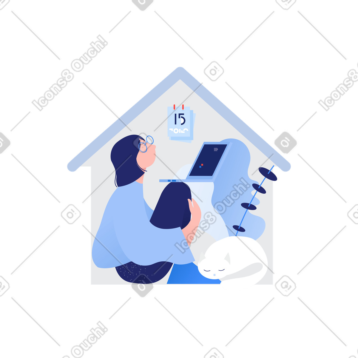 Ilustración Esperando el fin de la cuarentena en estilo Clip a descargar en PNG y SVG