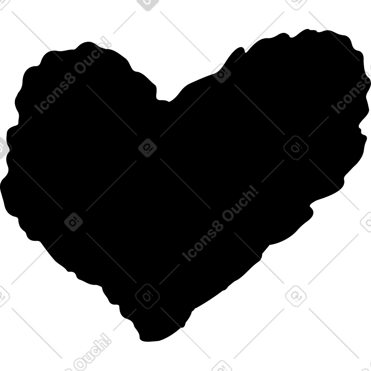 Love heart dark shadow symbol with irregular contour outline-Illustration im Black Chalk-Stil als Download in PNG, SVG