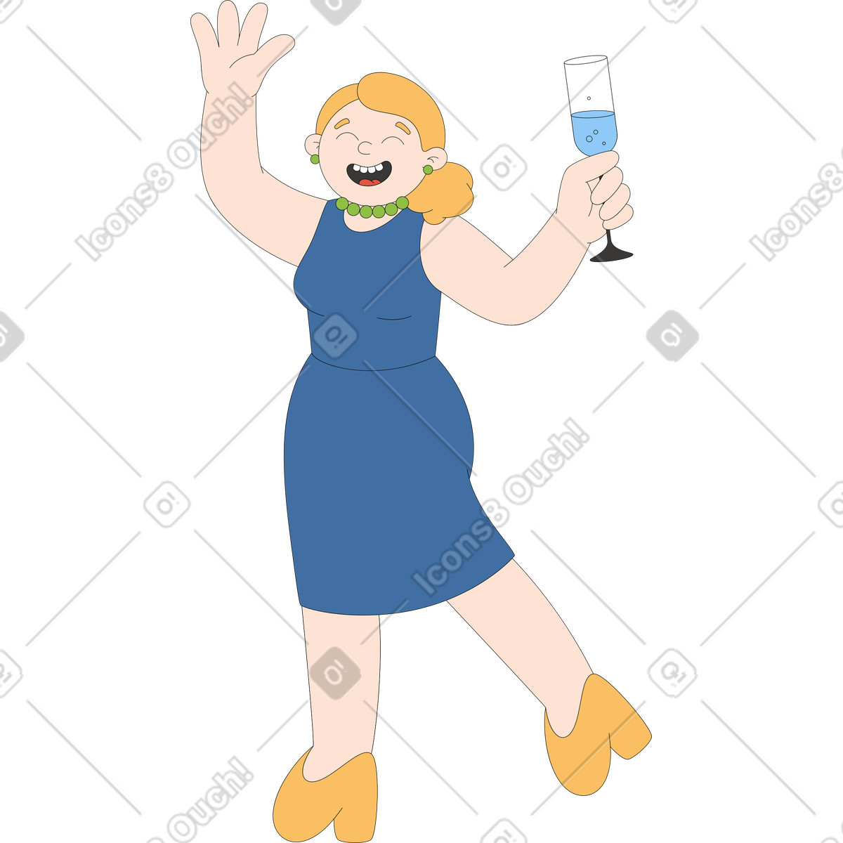 Ilustración Mujer con un vaso en estilo Sitcom a descargar en PNG y SVG