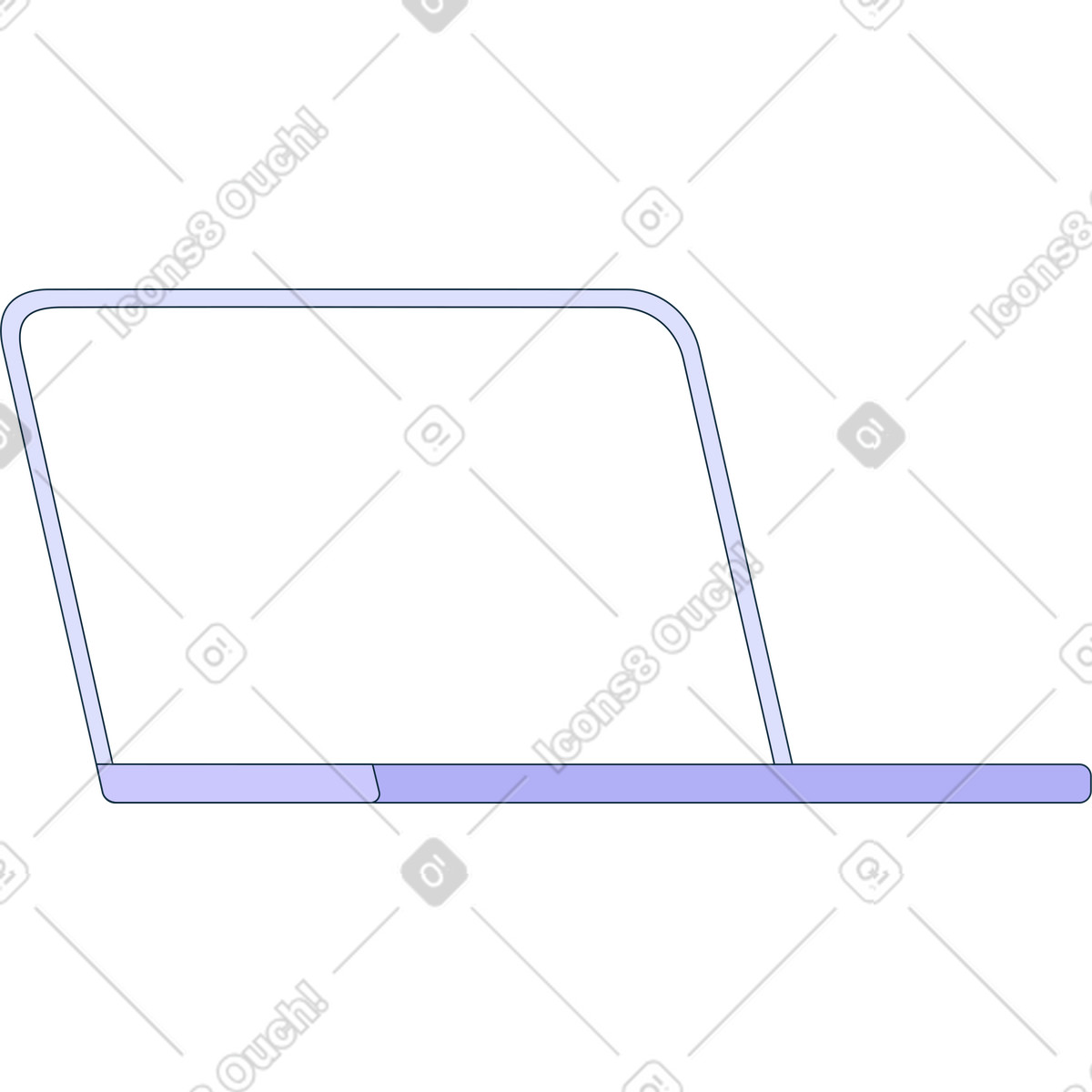 Open large laptop illustration in Bubble gum style download in PNG, SVG
