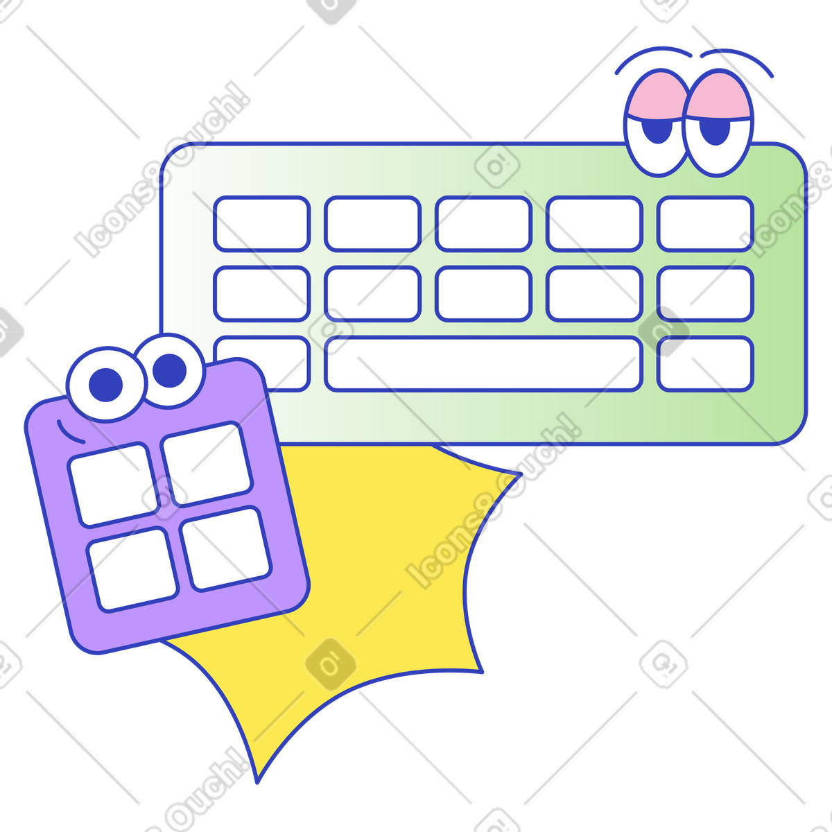 Data entry interaction, Keyboard and keypad, Input devices illustration in Eyeful style download in PNG, SVG