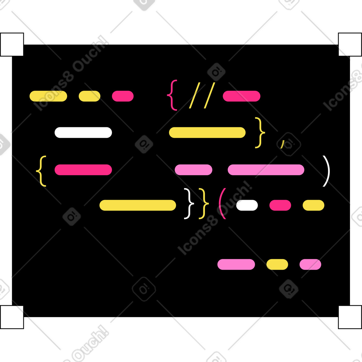 Programming code illustration in PNG, SVG