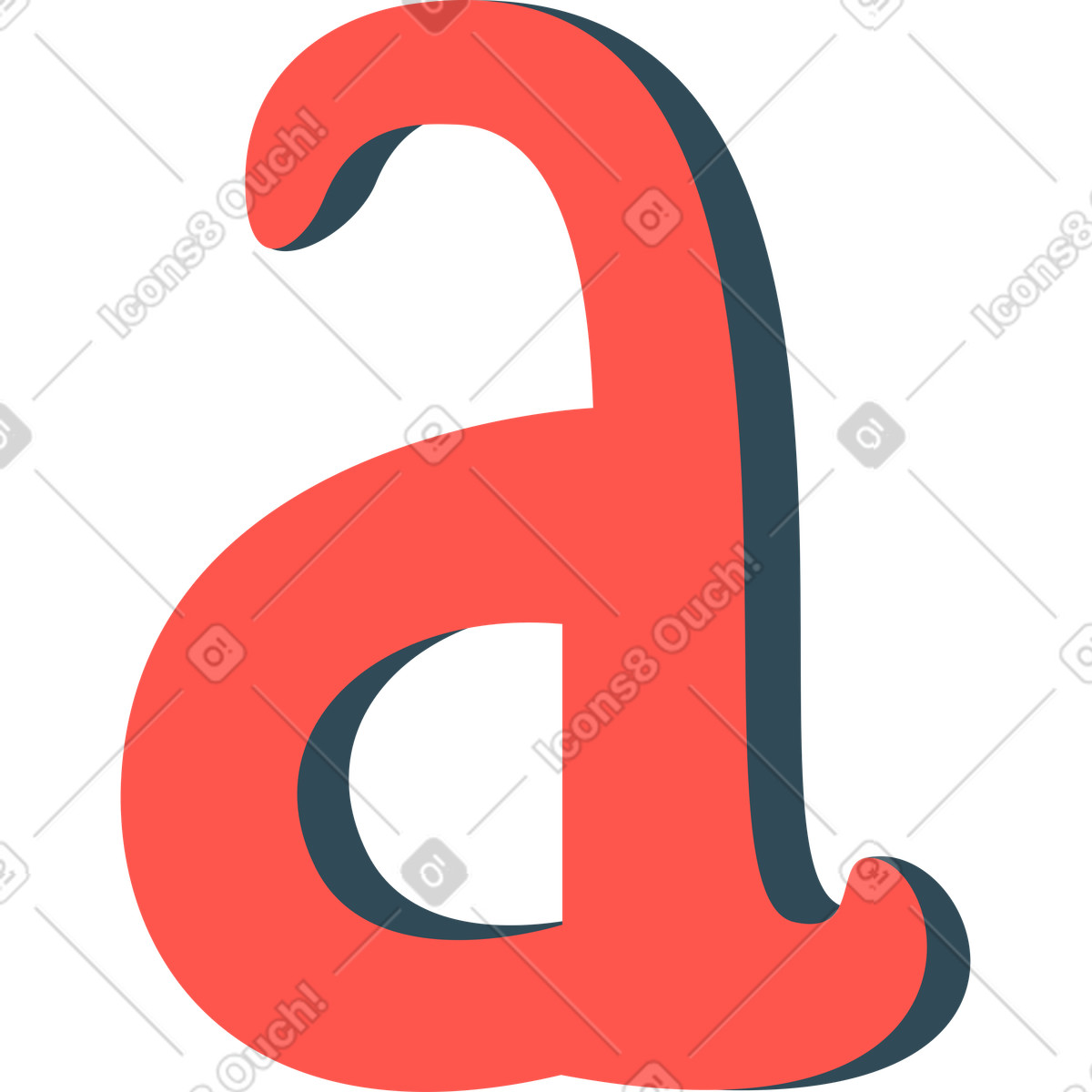 Ilustração de A minúsculo vermelho em no estilo Kingdom para baixar em PNG, SVG