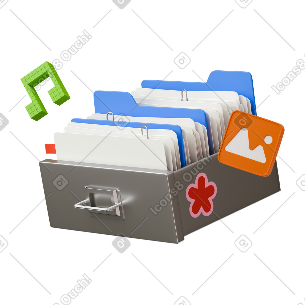 Ilustración Drawer with papers and folders en estilo 3D Stickle a descargar en PNG y SVG