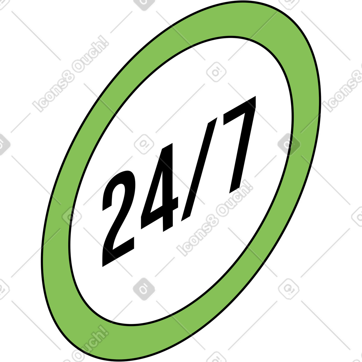 Circle with numbers twenty-four by seven illustration in Isometric style download in PNG, SVG
