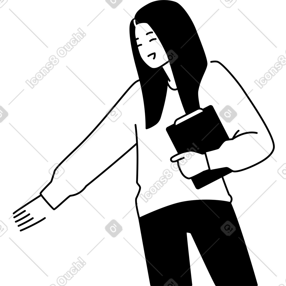 Illustration Jeune femme avec un presse-papiers dans le style Weekday à télécharger aux formats PNG, SVG