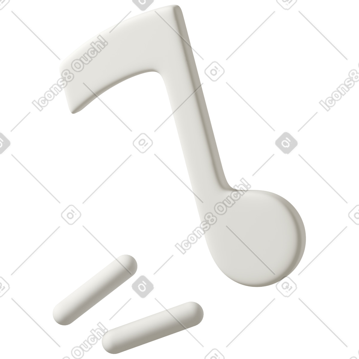 Illustration White musical note making sound dans le style 3D Casual life à télécharger aux formats PNG, SVG