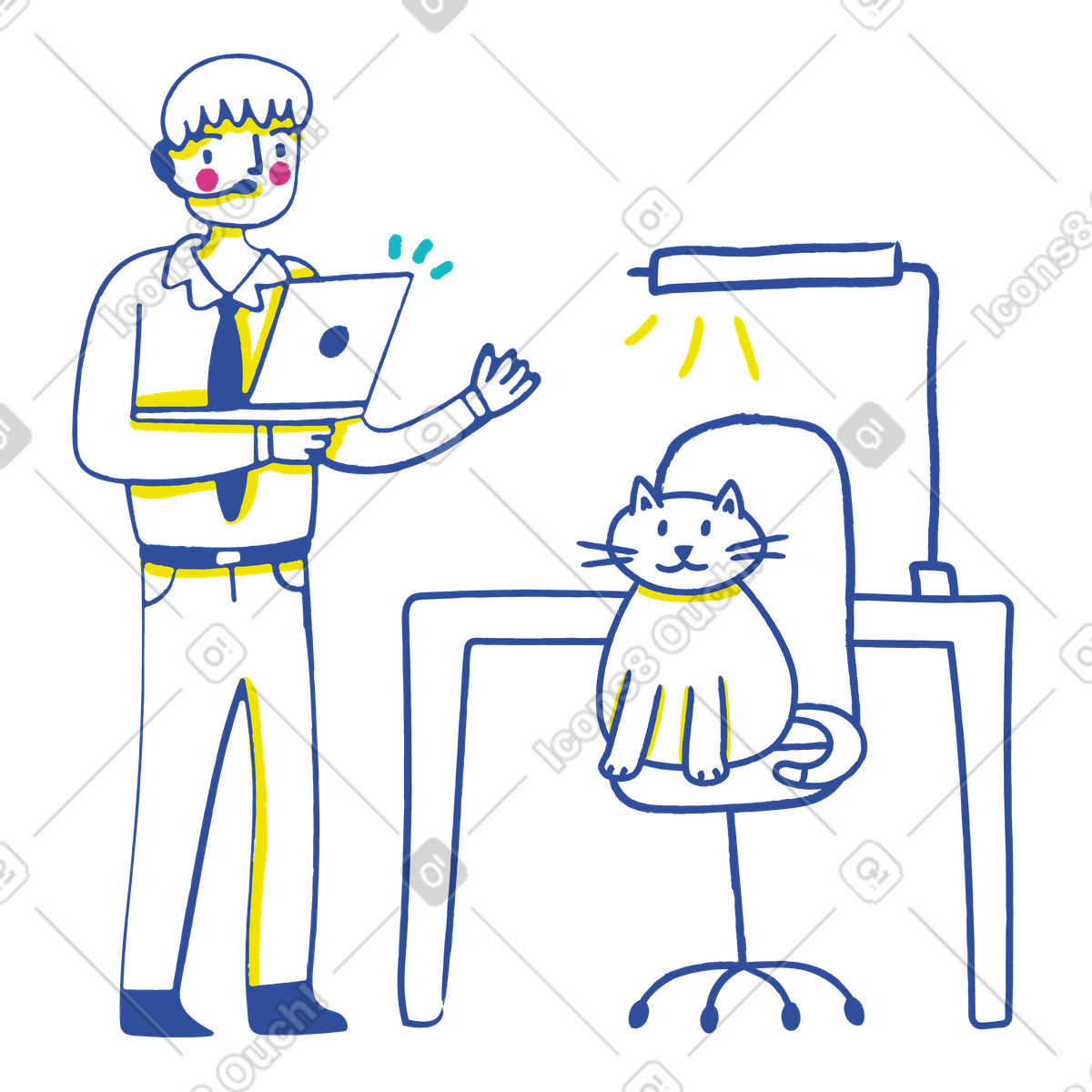 Customer support employee working from home, Flexible remote job illustration in Lime style download in PNG, SVG