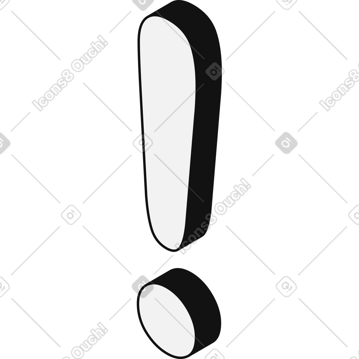 Exclamation mark symbol for alert and emphasis illustration in Inverse style download in PNG, SVG