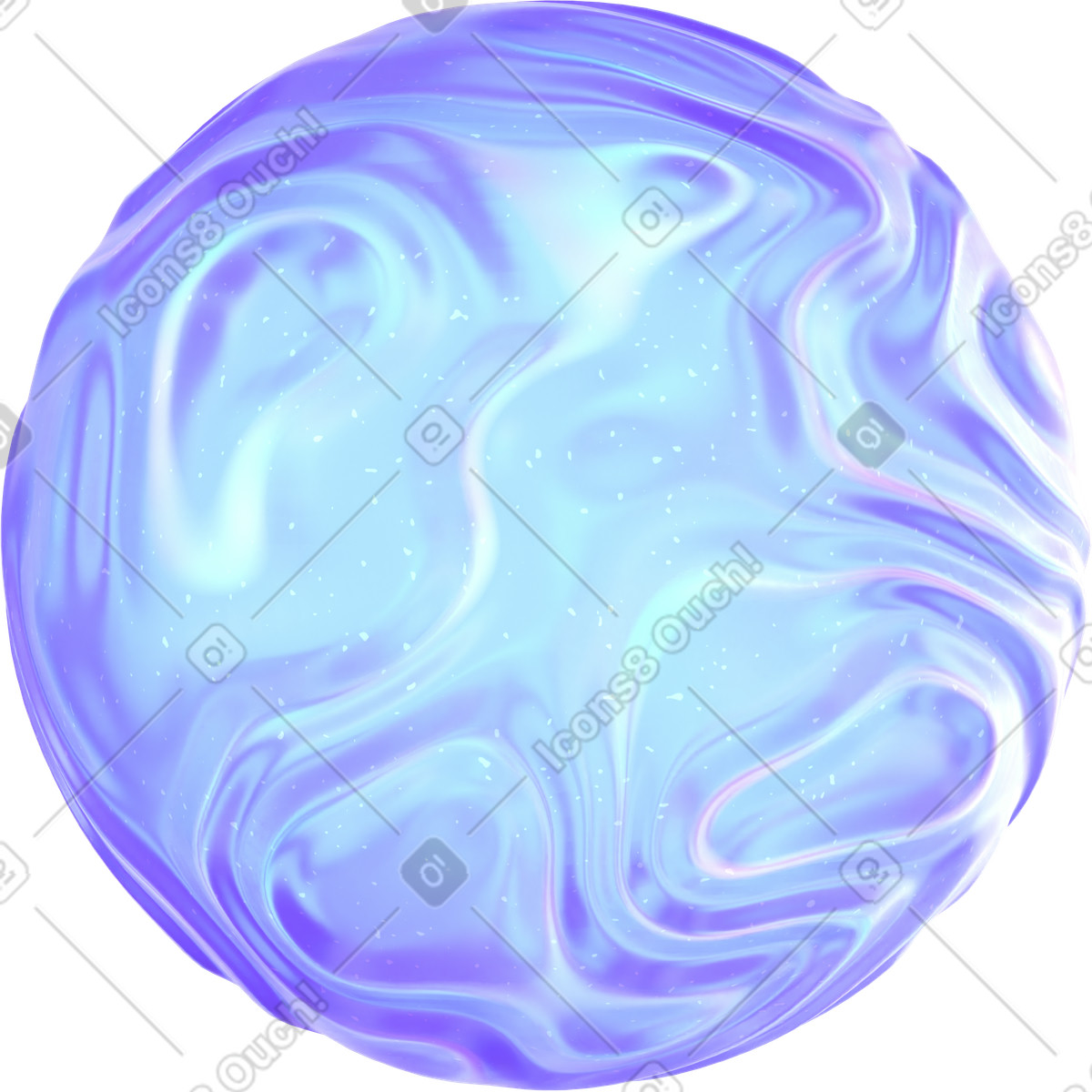 Ilustración Esfera de cristal abstracta con ondas en estilo 3D Glassy a descargar en PNG y SVG