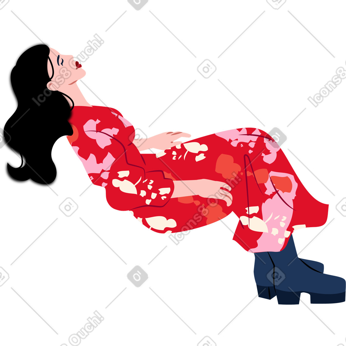 Illustration Jeune femme assise les yeux fermés dans le style Everyday à télécharger aux formats PNG, SVG