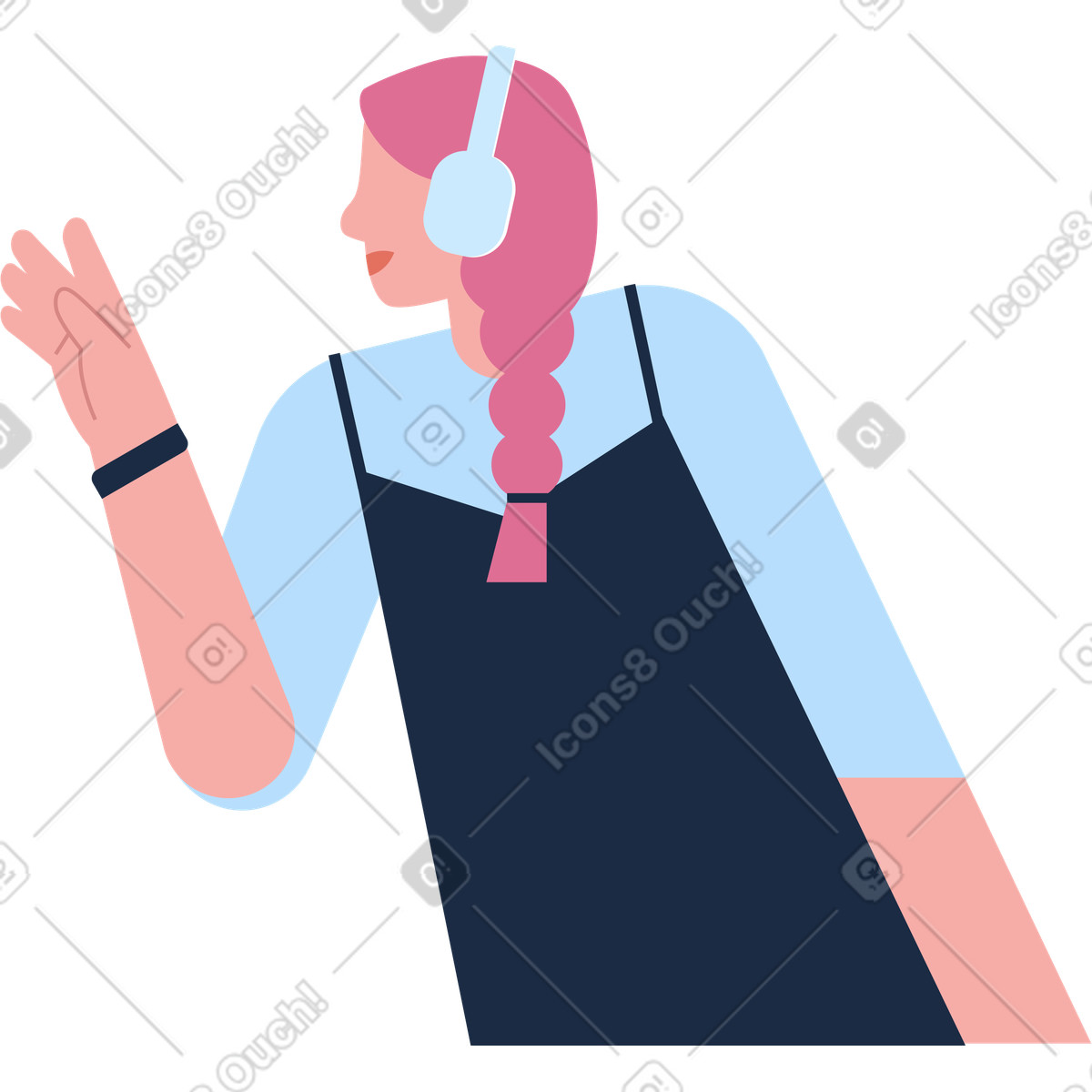 Ilustração de Mulher com fones ouvido em no estilo Vector para baixar em PNG, SVG