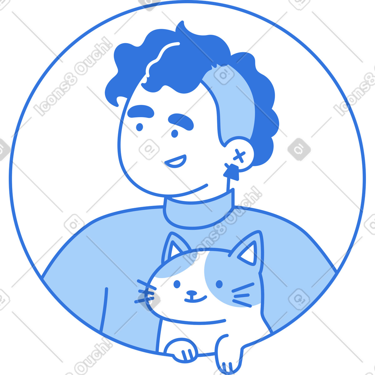 Avatar donna con un gatto illustrazione in stile Sky scarica in PNG, SVG