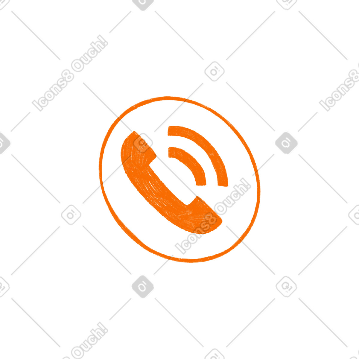 Ilustración Orange telephone handset sign en estilo Biro a descargar en PNG y SVG
