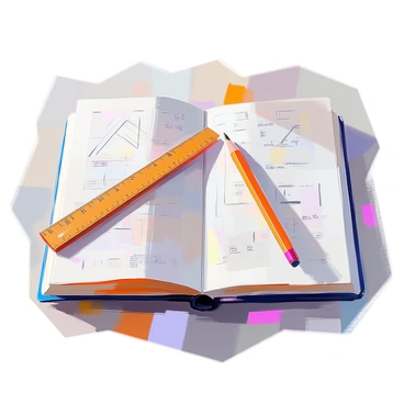 A ruler and pencil next to a sketchpad, illustrating precise evaluation criteria