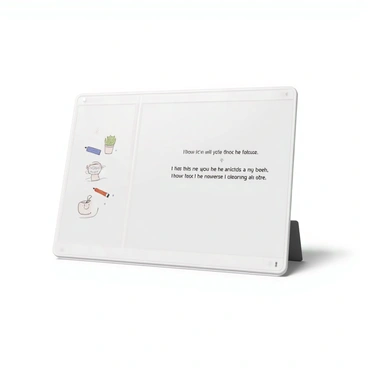 A slide with a clean white background. On the left side, there are hand-drawn illustrations including a pencil, a coffee cup, and a small plant in a pot, each with a whimsical style. On the right side, there is neatly typed text in a modern font, conveying a personal message. The text appears in black to contrast against the white background. The overall layout is balanced, with illustrations and text harmoniously integrated for an inviting presentation.