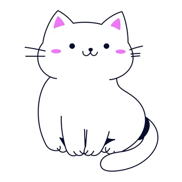 A tattoo design featuring a stylized cat with an elongated body and large, expressive eyes. The cat has a playful expression and is depicted in a sitting posture. It includes loose, flowing lines to create a sense of movement, with areas of pencil-like shading that provide depth and texture. The overall composition is minimalistic, emphasizing the cat's form and personality without intricate details.