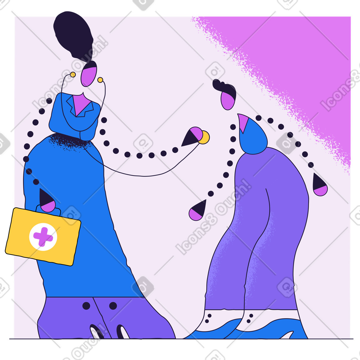 Ilustração de Médico e paciente durante check-up em no estilo Conifer para baixar em PNG, SVG