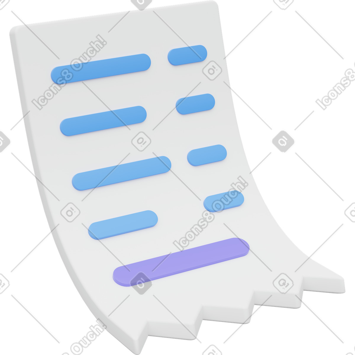 Receipt icon, bill and invoice paper, accounting and payment document illustration in PNG, SVG