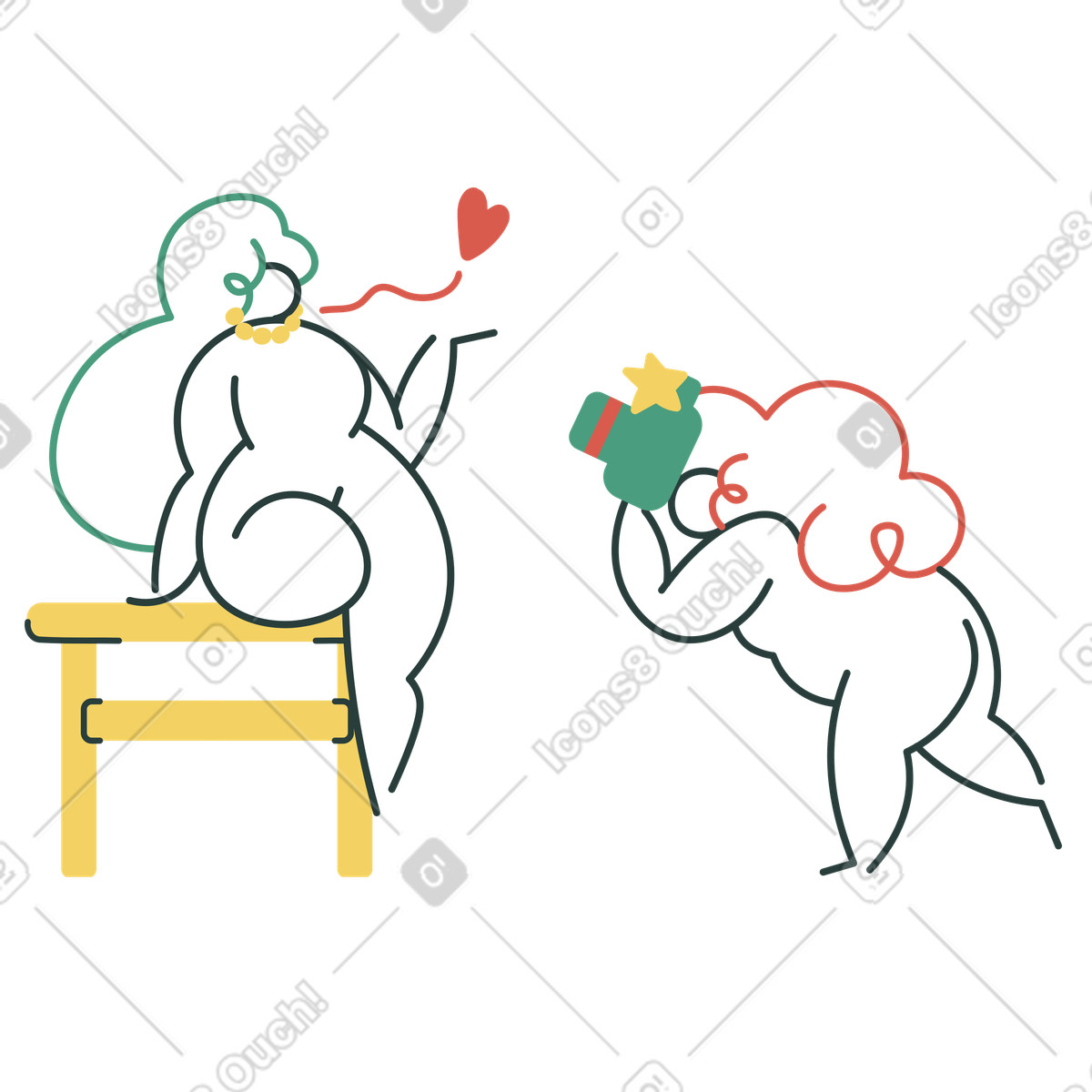 Woman posing at a photoshoot for photographer illustration in Macaroni style download in PNG, SVG