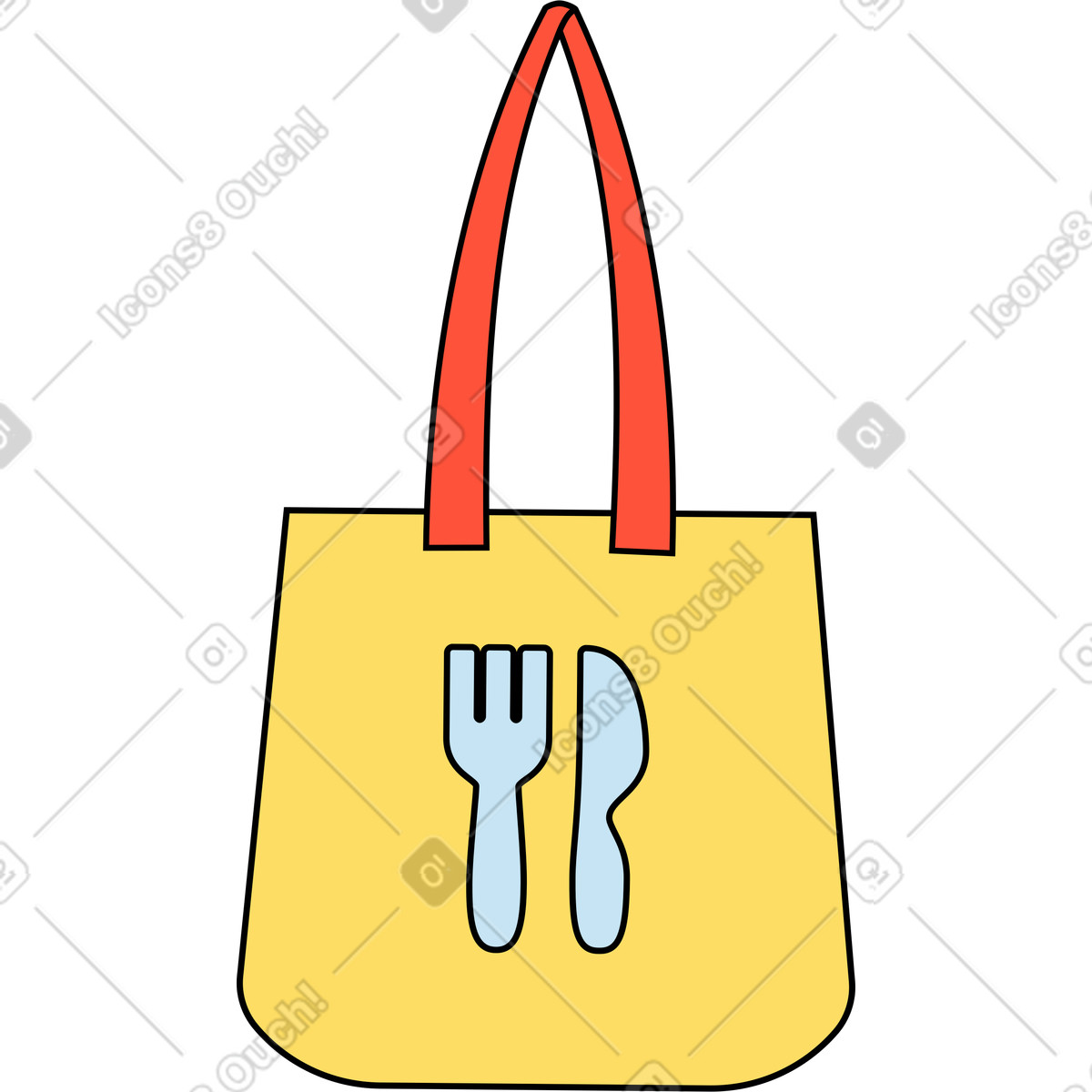 Bag with pattern illustration in Kindy style download in PNG, SVG