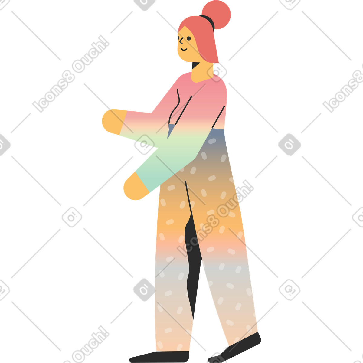 Mädchen-Illustration im Marginalia-Stil als Download in PNG, SVG