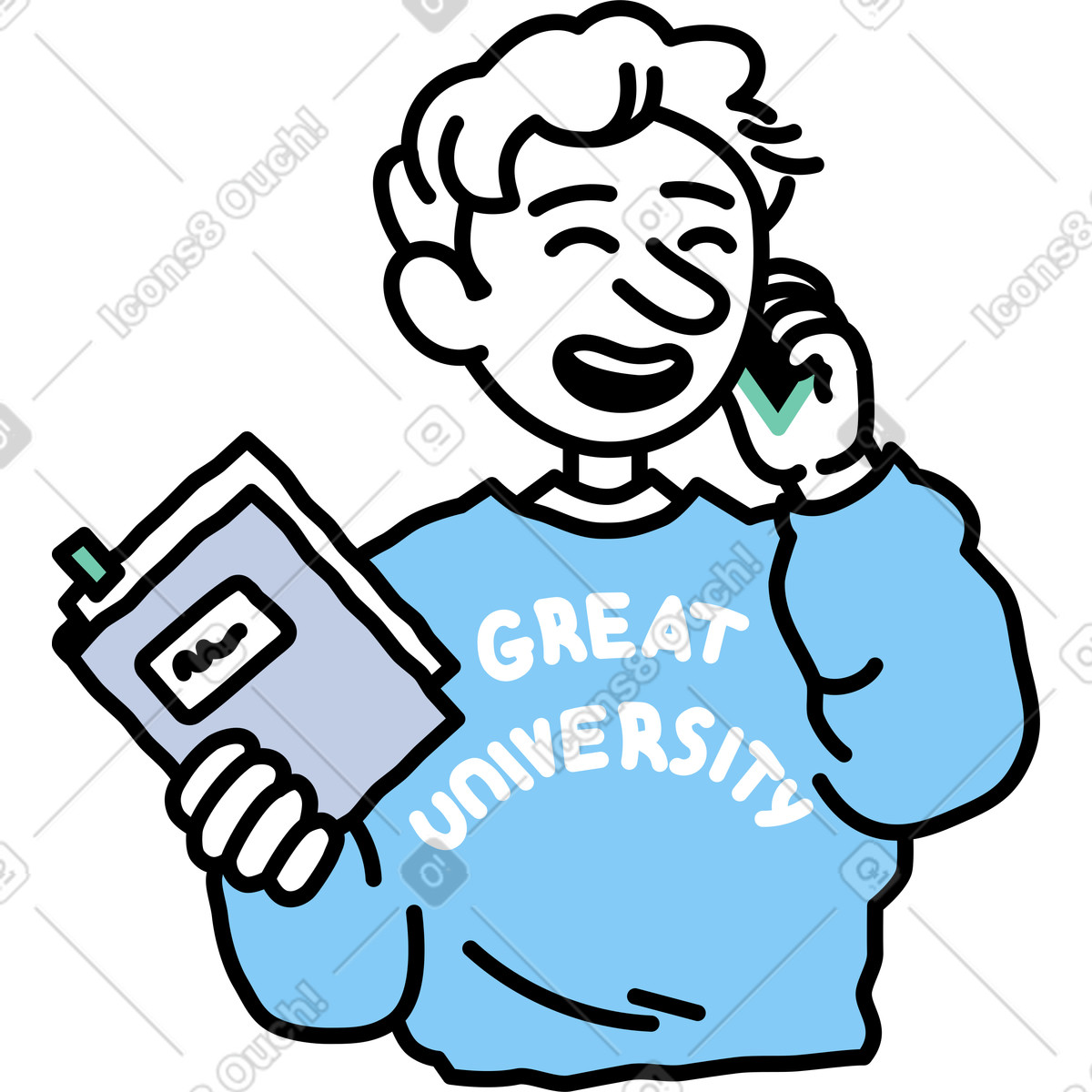 Male student talking on the phone illustration in Notes style download in PNG, SVG