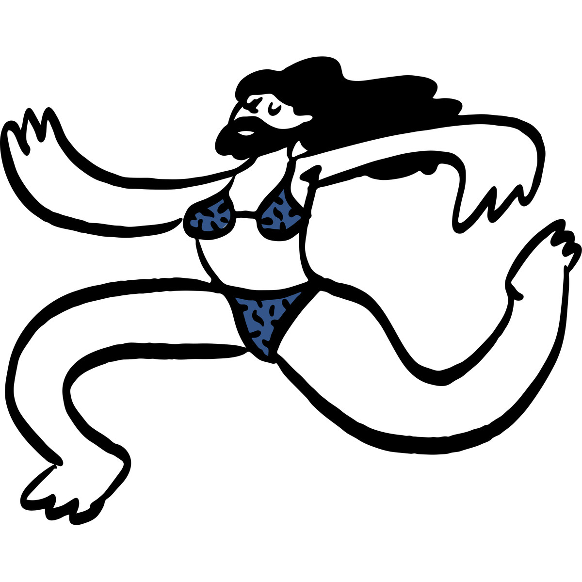Иллюстрация Бородатый мужчина в бикини бежит стиле Open Doodles — скачать форматах PNG, SVG